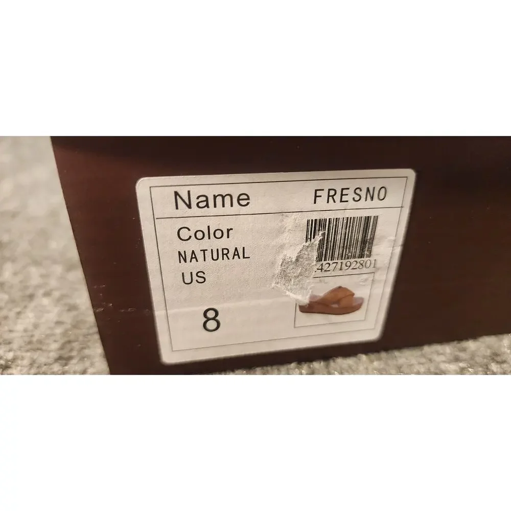 Oasis Society Fresno Womens 8 Natural Raffia Platform Sandals Slip On NIB $80